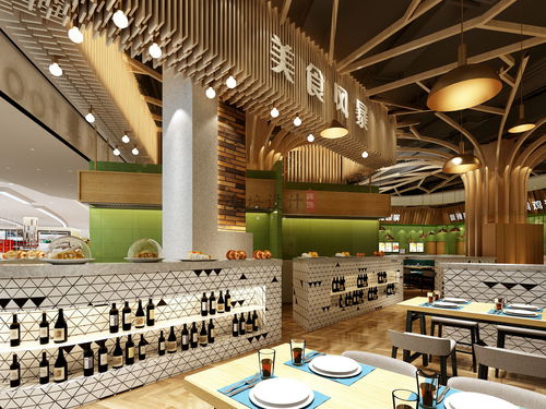 武汉餐饮店面美食广场档口装修设计,专业餐厅装修设计